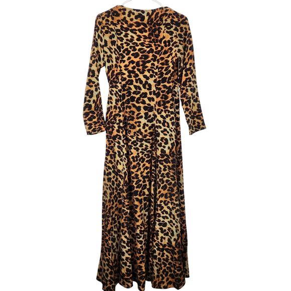 we are Leone Leopard Wrap Dress Size XS/Small Long Sleeve Maxi NWT 100% Silk - Picture 6 of 11